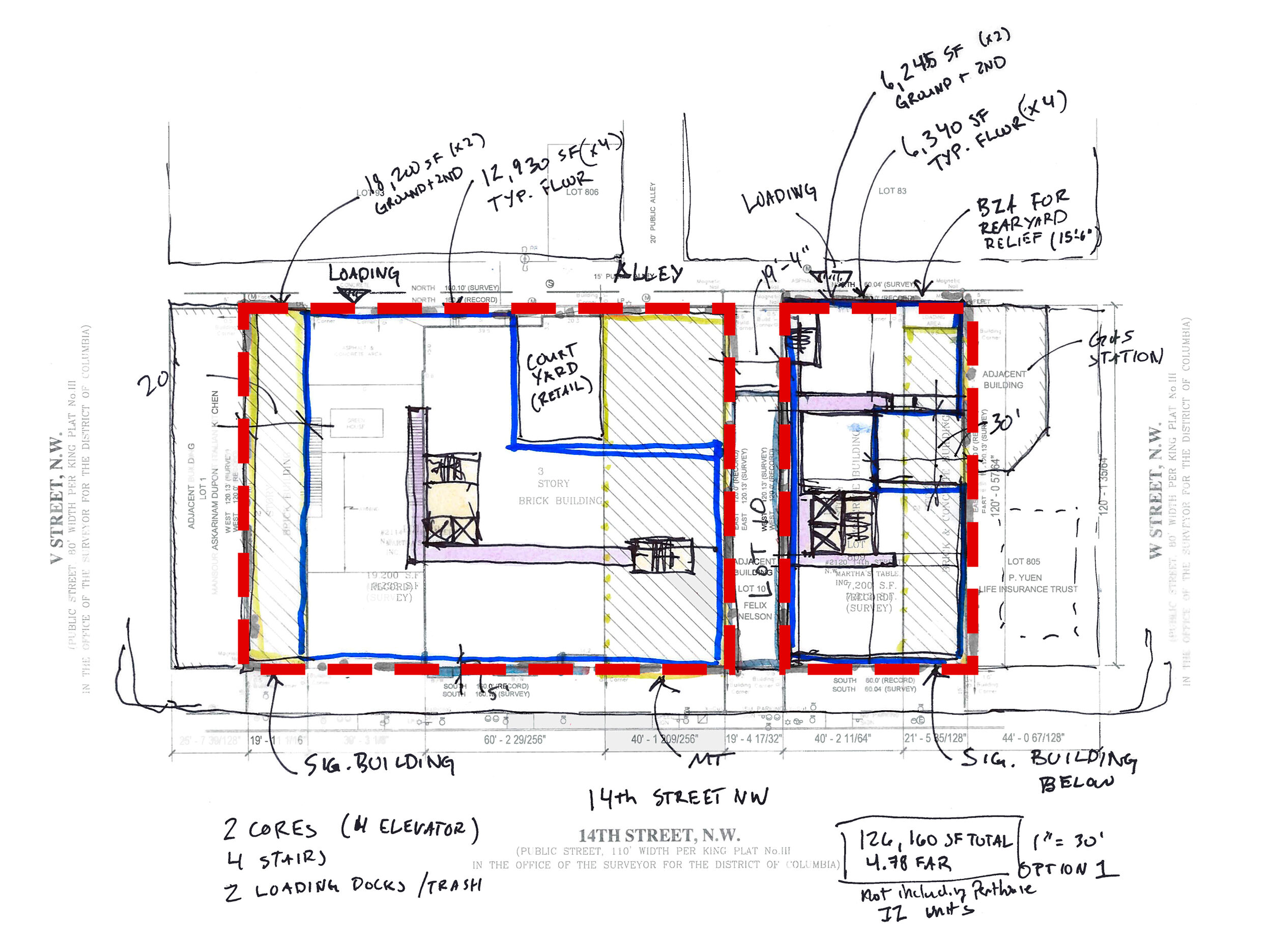 ORIGINAL FEASIBILITY STUDY BUILD AROUND sketch