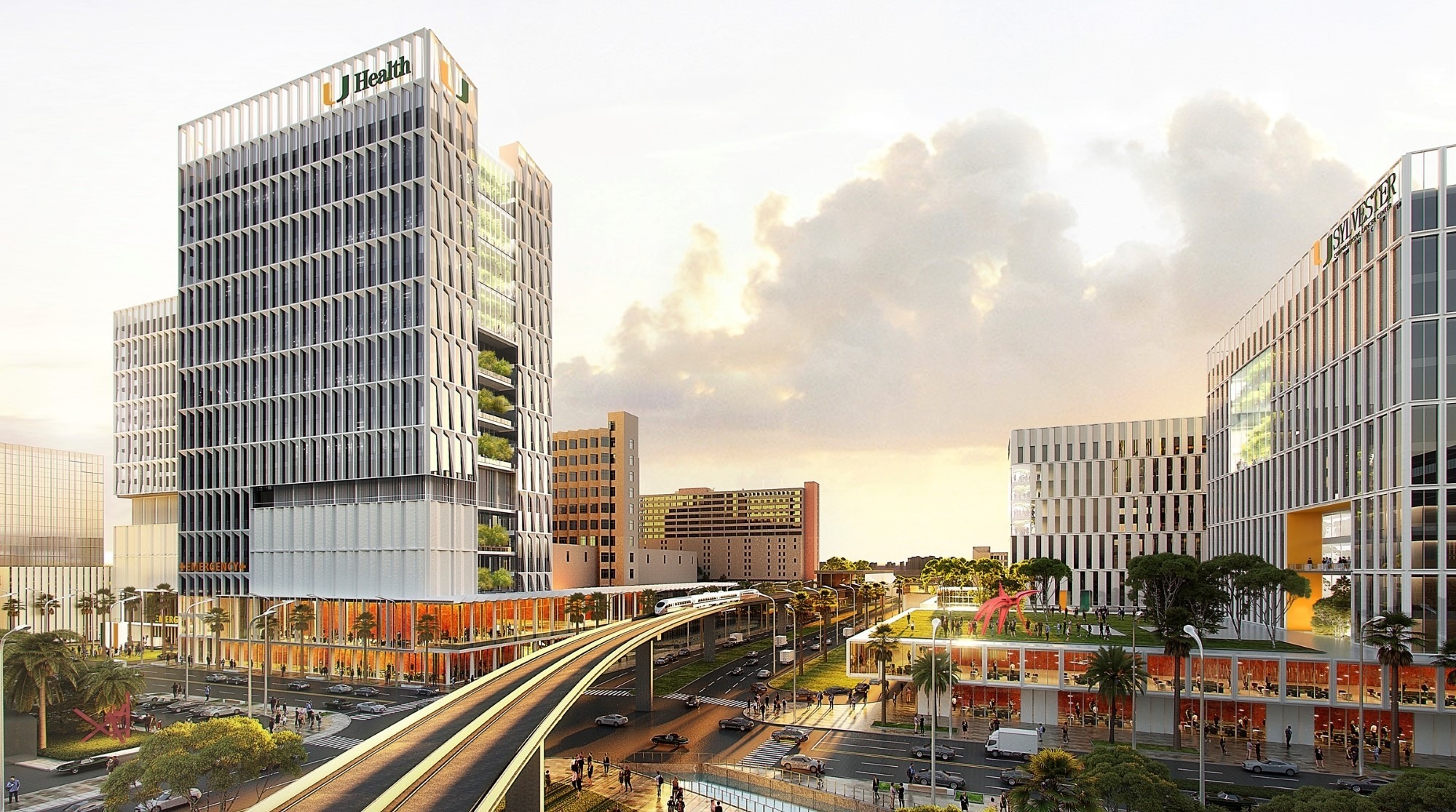 The master plan for the University of Miami’s downtown medical campus including direct links to public transit